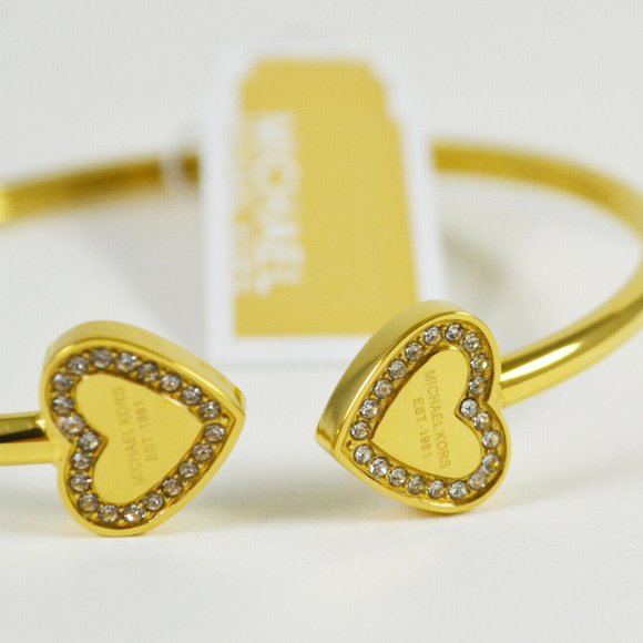 NEW Michael Kors Heart Pave Crystal Gold Bracelet - Picture 6 of 11